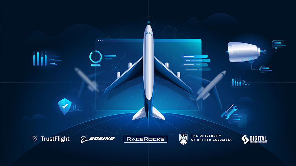The multi-million dollar project involves a unique collaboration between TrustFlight, Boeing, RaceRocks and The University of British Columbia (UBC), having received investment and support from the Canadian Digital Technology Supercluster.