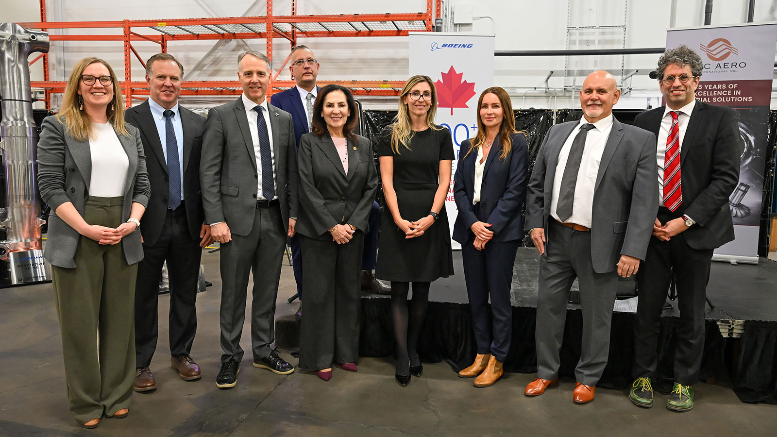 Boeing and Vac Aero leadership alongside Members of Parliament and Provincial Parliament during the CP8A Poseidon ITB commitment announcement.