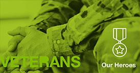 Green "veterans" banner