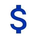 Blue icon of dollar sign
