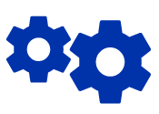 Blue icon of gears